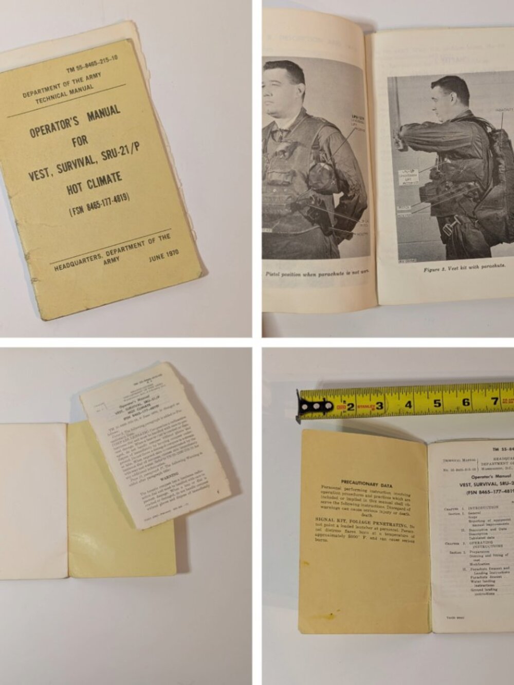 SRU-21/P Survival Vest Operators Guide, Vintage US Army Pilot Booklet